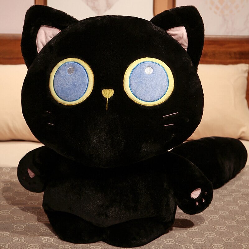 Arrayah the Blue Eye Black Cat Plushie-Enchanted peach