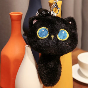 Arrayah the Blue Eye Black Cat Plushie-Enchanted peach