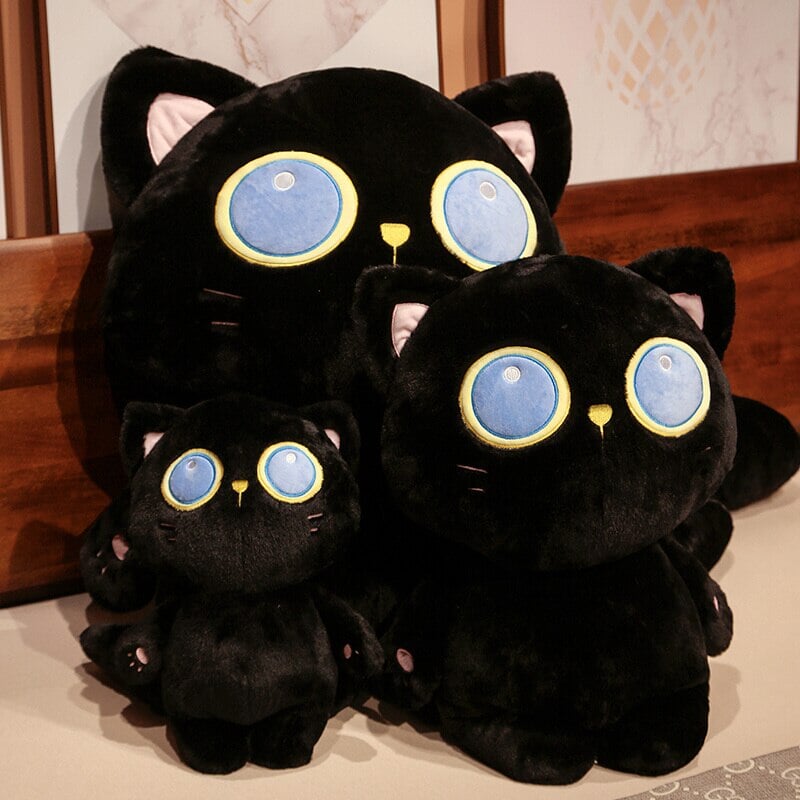 Arrayah the Blue Eye Black Cat Plushie-Enchanted peach