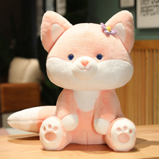 Asami and Akira the Pastel Flower Fox Plushies-Enchanted peach