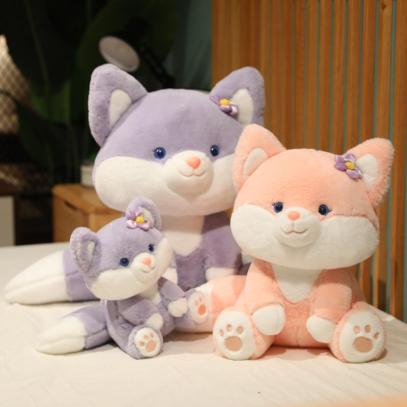 Asami and Akira the Pastel Flower Fox Plushies-Enchanted peach