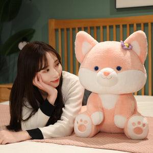 Asami and Akira the Pastel Flower Fox Plushies-Enchanted peach