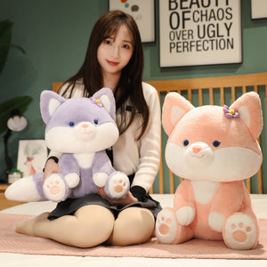 Asami and Akira the Pastel Flower Fox Plushies-Enchanted peach