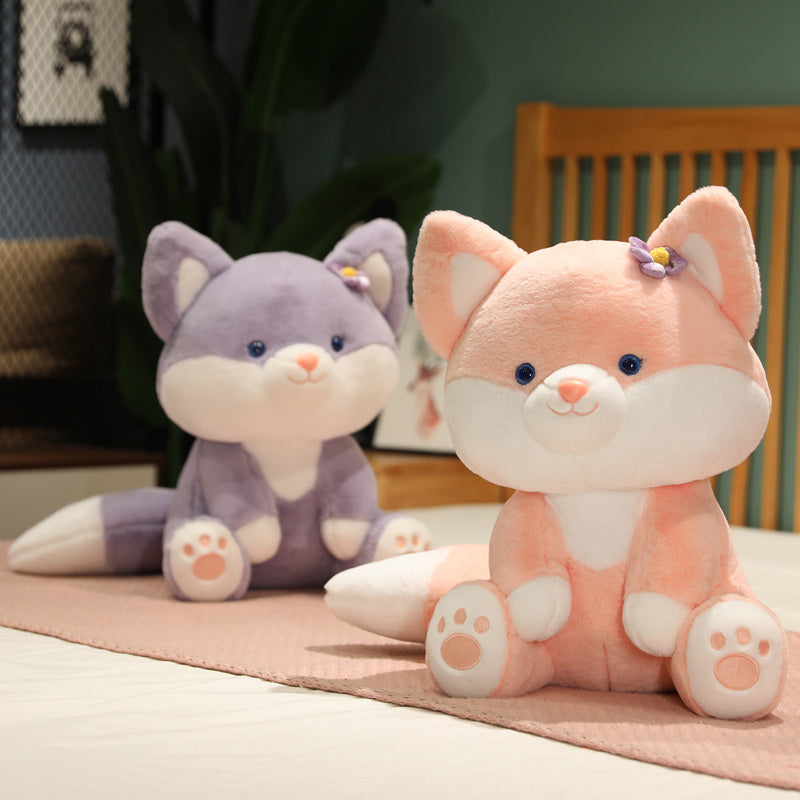 Asami and Akira the Pastel Flower Fox Plushies-Enchanted peach