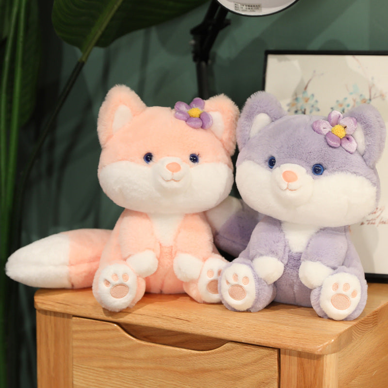 Asami and Akira the Pastel Flower Fox Plushies-Enchanted peach