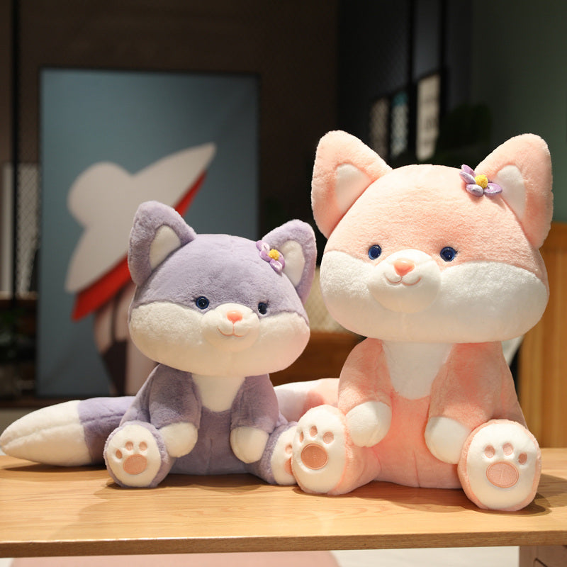 Asami and Akira the Pastel Flower Fox Plushies-Enchanted peach