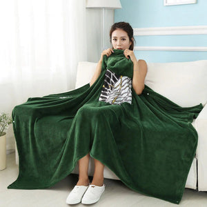 Attack on Titan Emerald Green Hoodie Blanket-Enchanted peach