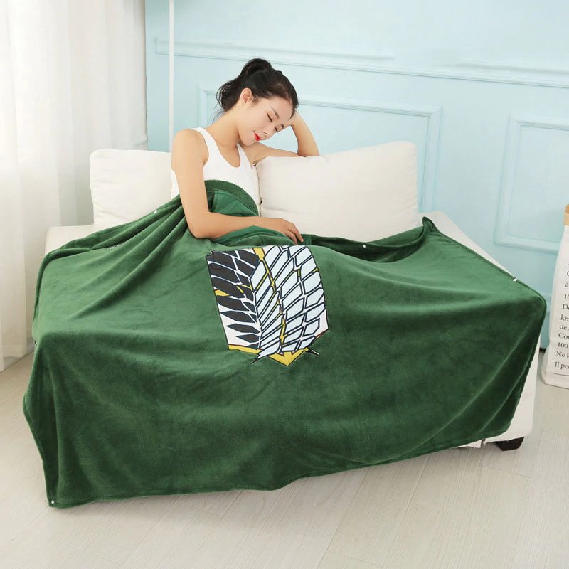 Attack on Titan Emerald Green Hoodie Blanket-Enchanted peach