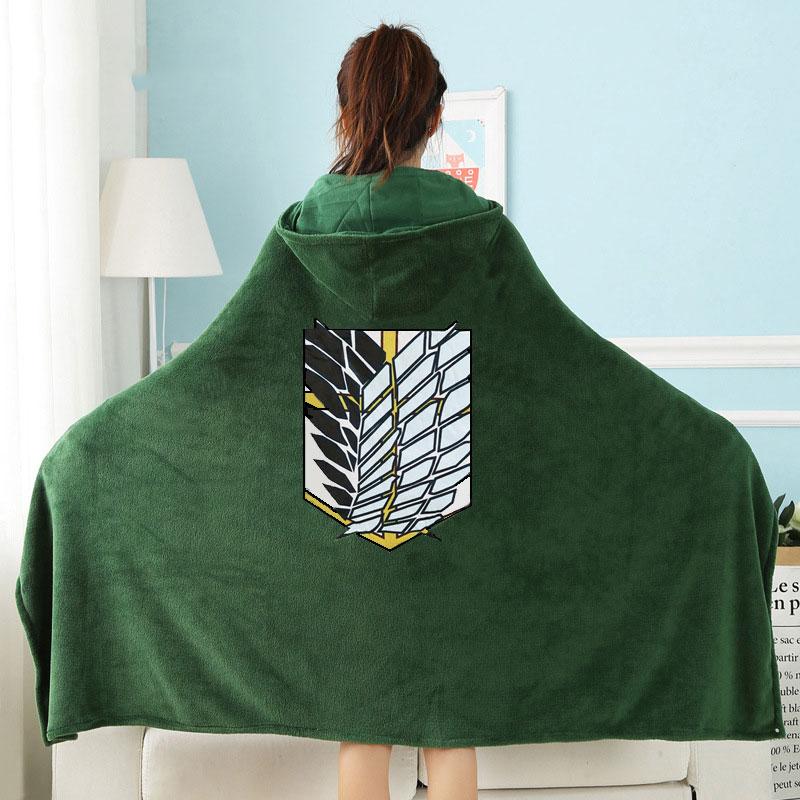 Attack on Titan Emerald Green Hoodie Blanket-Enchanted peach