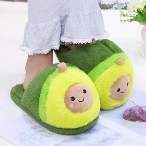 Avocado Plush Slippers-Enchanted peach