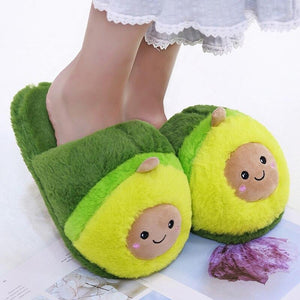 Avocado Plush Slippers-Enchanted peach