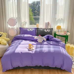 Baby Blue Gray Purple Bedding Set Collection-Enchanted peach