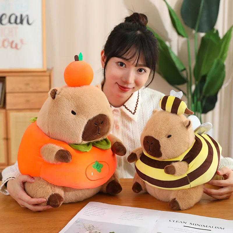 Baby Capybara Animal Dress-up Plushie Collection-Enchanted peach