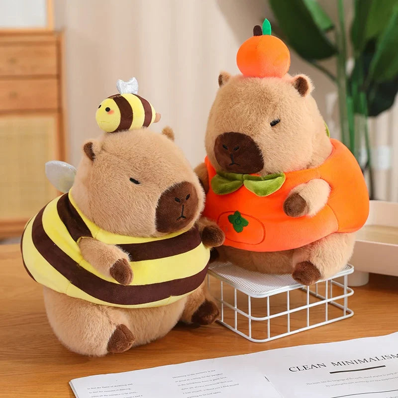 Baby Capybara Animal Dress-up Plushie Collection-Enchanted peach