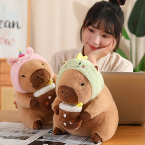 Baby Capybara Animal Dress-up Plushie Collection-Enchanted peach