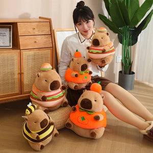 Baby Capybara Animal Dress-up Plushie Collection-Enchanted peach