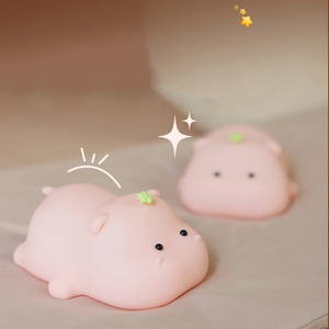 Baby Pink Kawaii Hippo LED Night Light-Enchanted peach