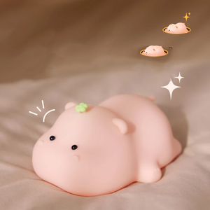 Baby Pink Kawaii Hippo LED Night Light-Enchanted peach