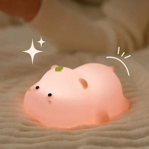 Baby Pink Kawaii Hippo LED Night Light-Enchanted peach