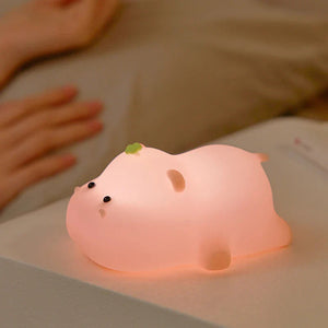 Baby Pink Kawaii Hippo LED Night Light-Enchanted peach