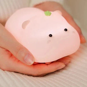 Baby Pink Kawaii Hippo LED Night Light-Enchanted peach