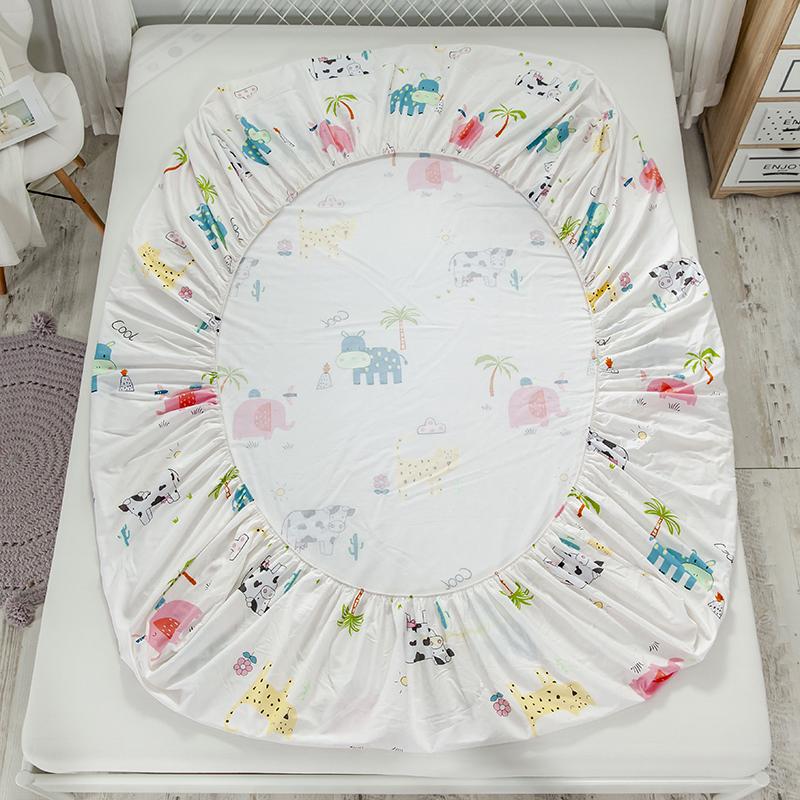 Baby Safari Cotton Fitted Bedsheet-Enchanted peach