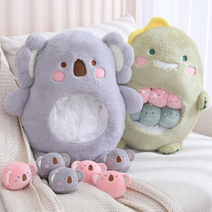 Bag of Koala Dino Bunny Panda Plushie Collection-Enchanted peach