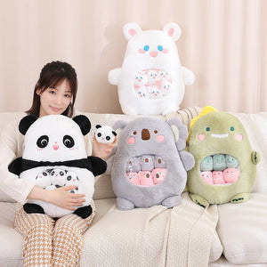 Bag of Koala Dino Bunny Panda Plushie Collection-Enchanted peach