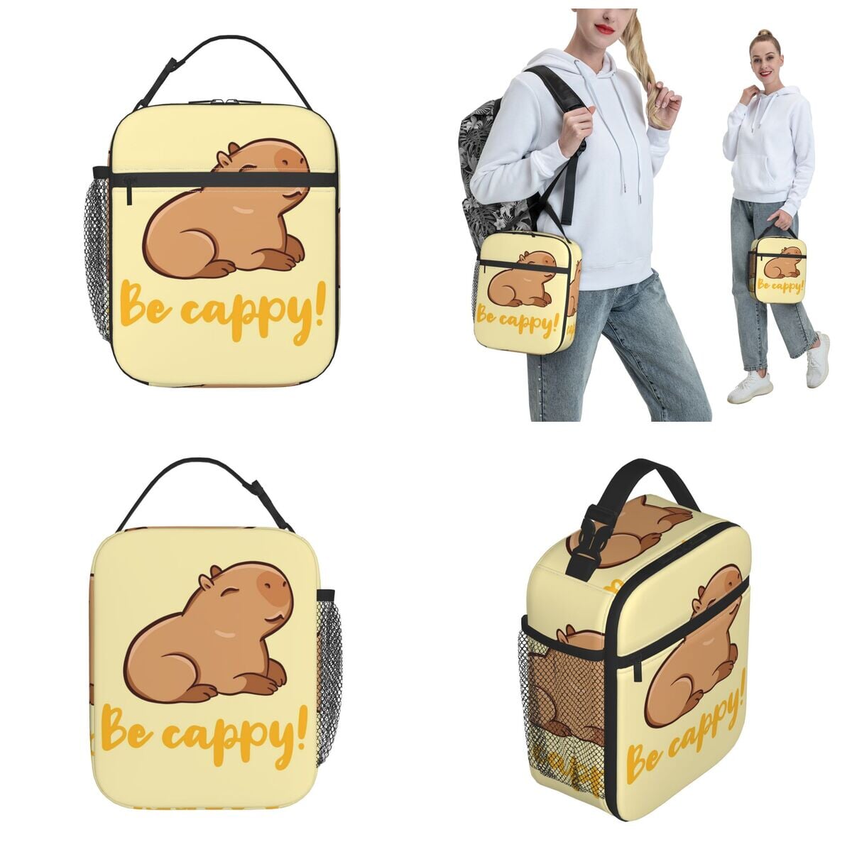 'Be Cappy' Capybara Lunch Bag-Enchanted peach