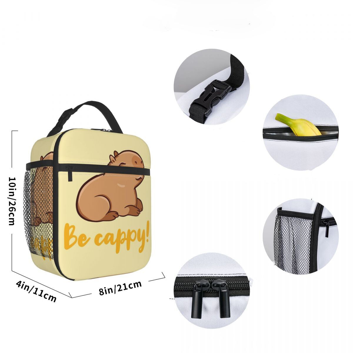 'Be Cappy' Capybara Lunch Bag-Enchanted peach