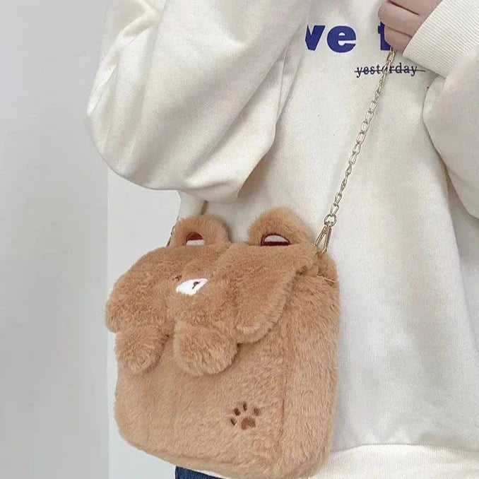 Bear Bunny Shoulder Crossbody Bag-Enchanted peach