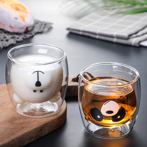 Bear Duck Panda Glass Cup-Enchanted peach