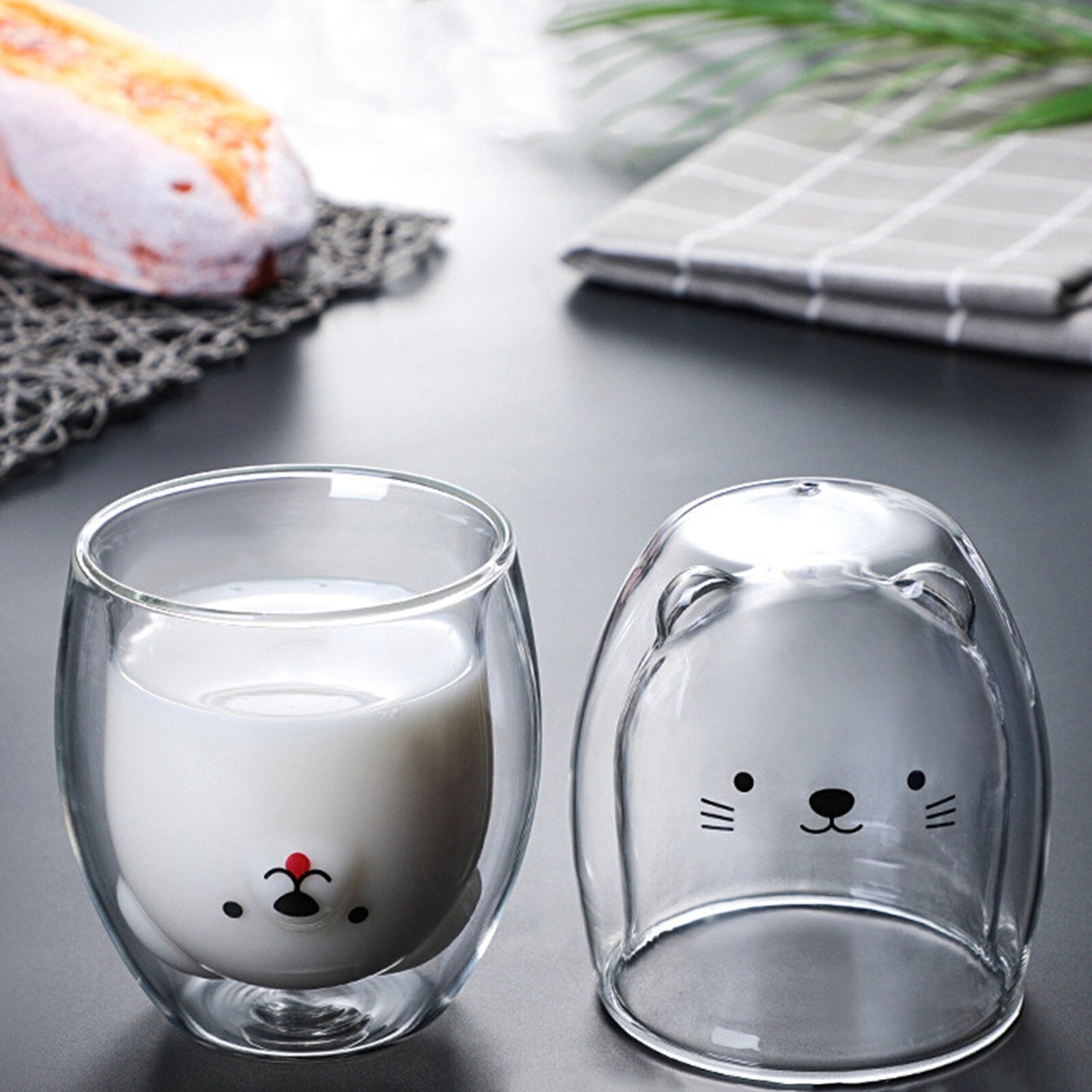 Bear Duck Panda Glass Cup-Enchanted peach