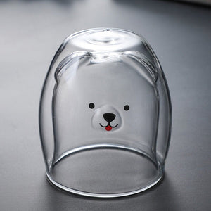 Bear Duck Panda Glass Cup-Enchanted peach