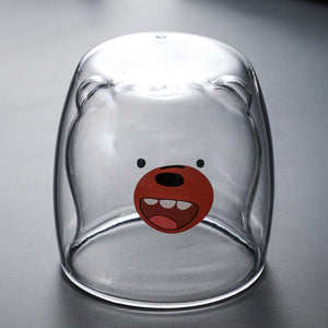 Bear Duck Panda Glass Cup-Enchanted peach