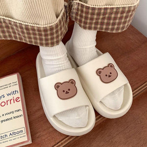 Beary Cute Open-toe Slippers-Enchanted peach