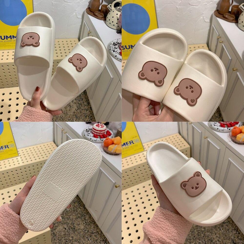 Beary Cute Open-toe Slippers-Enchanted peach