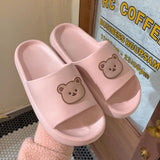 Beary Cute Open-toe Slippers-Enchanted peach