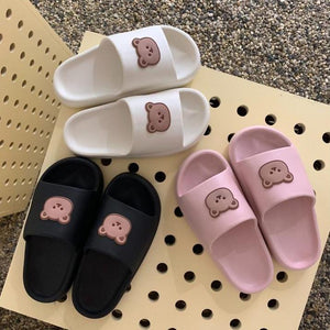 Beary Cute Open-toe Slippers-Enchanted peach