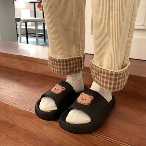 Beary Cute Open-toe Slippers-Enchanted peach