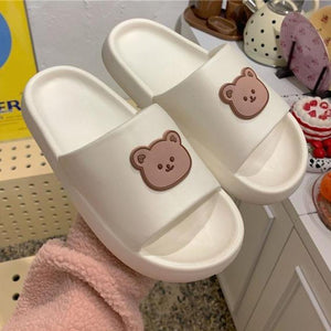 Beary Cute Open-toe Slippers-Enchanted peach