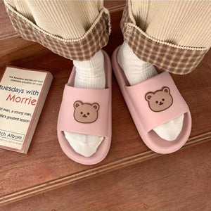 Beary Cute Open-toe Slippers-Enchanted peach