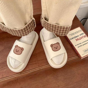 Beary Cute Open-toe Slippers-Enchanted peach