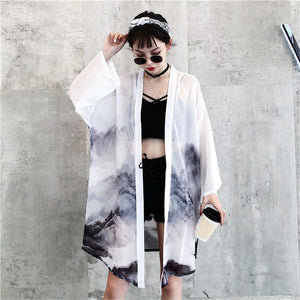 Beauty of Misty Mountains Kimono-Enchanted peach