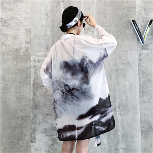 Beauty of Misty Mountains Kimono-Enchanted peach