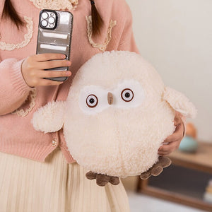 Biege Shocked Chonky Owl Plushie-Enchanted peach