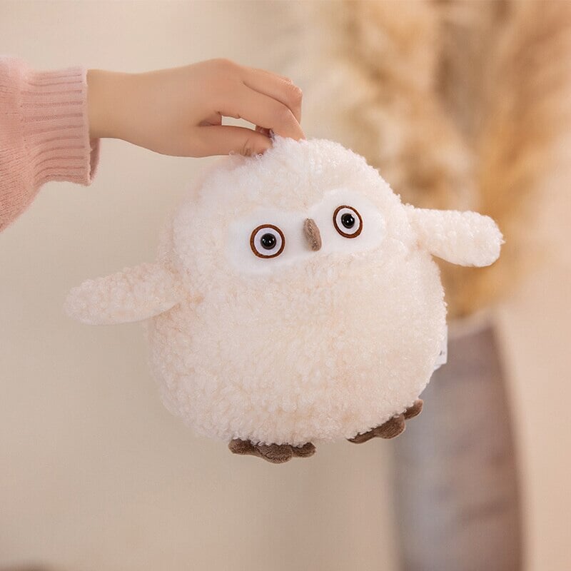 Biege Shocked Chonky Owl Plushie-Enchanted peach