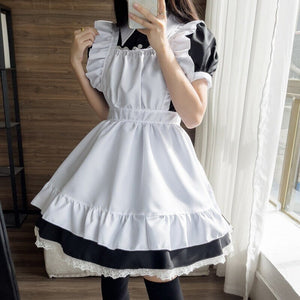 Black White Kawaii Lolita Maid Cosplay Women's Dress | NEW-Enchanted peach