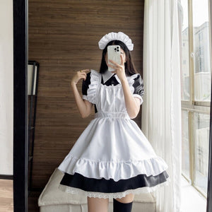 Black White Kawaii Lolita Maid Cosplay Women's Dress | NEW-Enchanted peach