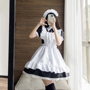 Black White Kawaii Lolita Maid Cosplay Women's Dress | NEW-Enchanted peach